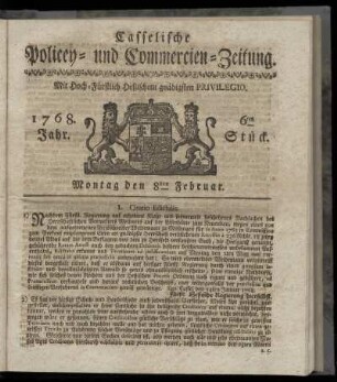 6tes Stueck, Montag den 8ten Februar. 1768