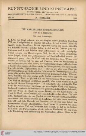 Neue Folge 31 = Jahrgang 55: Die Karlsruher Ehrenurkunde