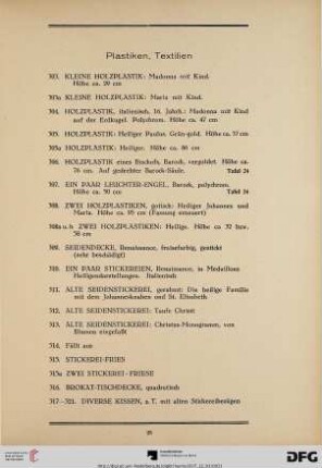 Plastiken, Textilien (Nr. 303-342)