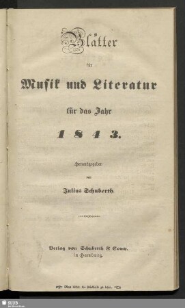 4.1843: Blätter für Musik und Literatur