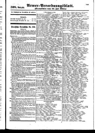 598. Ausgabe. Mittwoch, 21. Juli 1915