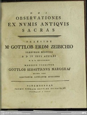 Observationes Ex Numis Antiquis Sacras