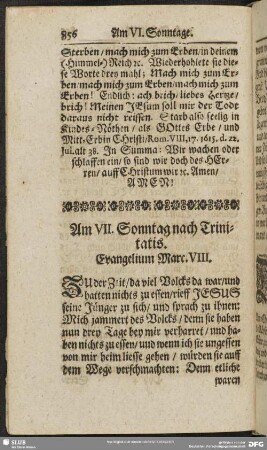 Am VII. Sonntag nach Trinitatis. Evangelium Marc. VIII