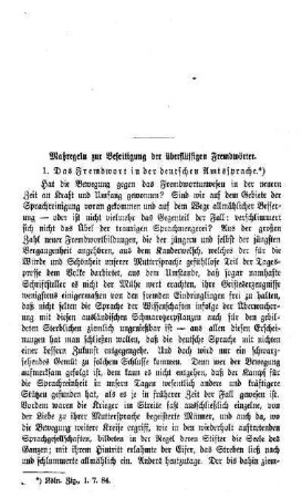 Maßregeln zu Beseitigung der überflüssigen Fremdwörter