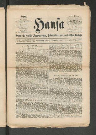 No. 180. Mittwoch, den 23. November 1853.