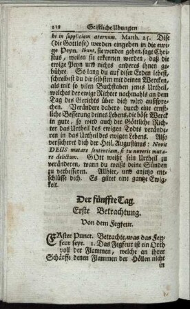 Der fünffte Tag.