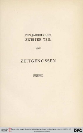 Des Jahrbuches zweiter Teil. Zeitgenossen
