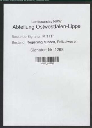 Organisation, Stellenbesetzung und Dienstbezirke in der Landjägerei, Besonderes, Band 1