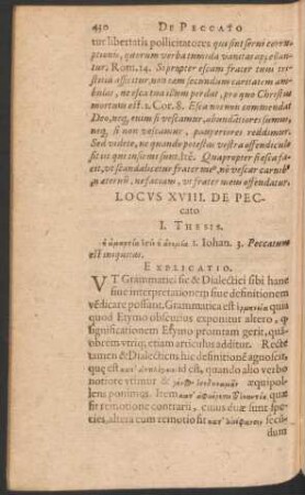Locus XVIII. De Peccato