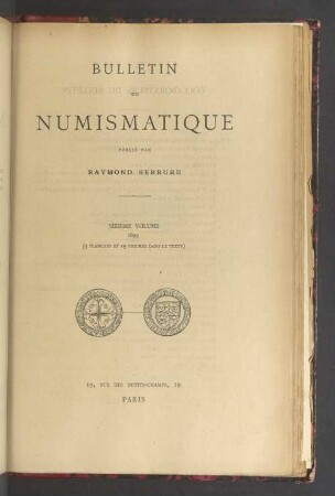 6.1899: Bulletin de numismatique