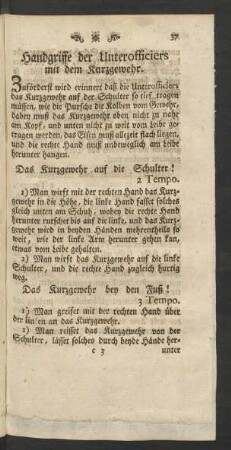 Handgriffe der Unterofficiers mit dem Kurzgewehr