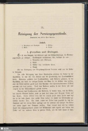 IX. Reinigung der Servicegegenstände