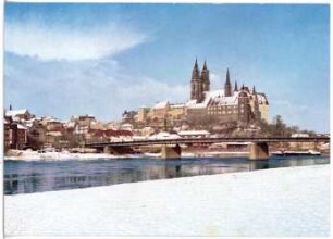 Meißen. Winter - Blick vom Elbufer