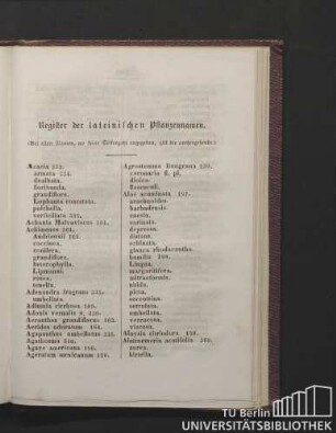 Register der lateinischen Pflanzennamen.