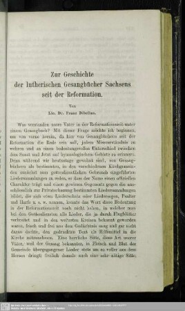 Zur Geschichte der lutherischen Gesangbücher Sachsens seit der Reformation