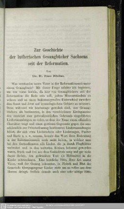 Zur Geschichte der lutherischen Gesangbücher Sachsens seit der Reformation