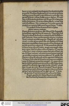 Ut tandem scribat sententiam suam in quodam dubio, amore veritatis.