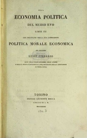 Della Economia Politica del Medio Evo : libri III.