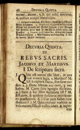 Decuria Quinta De Rebus Sacris.
