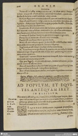 Ad Populum, Et Equites Antequam Iret In Exsilium