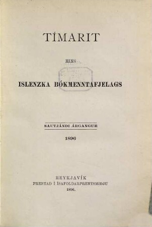 Tímarit hins Islenzka Bókmenntafélags. 17. 1896