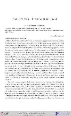 Karl Jaspers- Piper Verlag (1946)