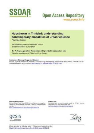 Hobsbawm in Trinidad: understanding contemporary modalities of urban violence