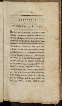 Josephine oder der frühe Fall ins Verderben.