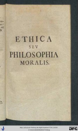 Ethica Seu Philosophia Moralis.