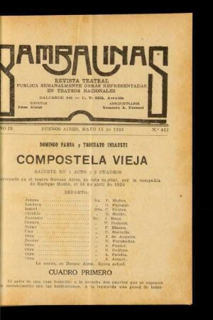 Compostela vieja : sainete en un acto y tres cuadros