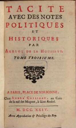 Tacite : Avec Des Notes Politiques Et Historiques ; [Les Annales De Corneille Tacite], 3. [Annales ; Livres 11/12]
