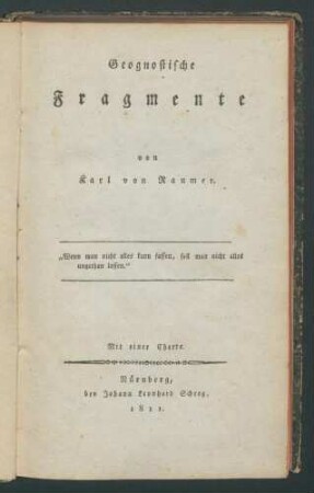 Geognostische Fragmente / von Karl von Raumer.