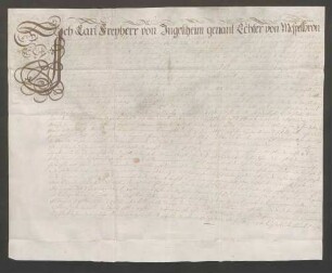 Instrumentum cautionis Karl von Ingelheim gen. Echter von Mespelbrunn.