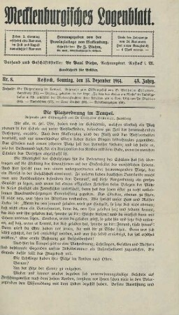 Nr. 8. Rostock, Sonntag, den 13. Dezember 1914.