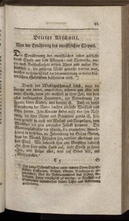 Dritter Abschnitt. Von der Ernährung des menschlichen Cörpers.