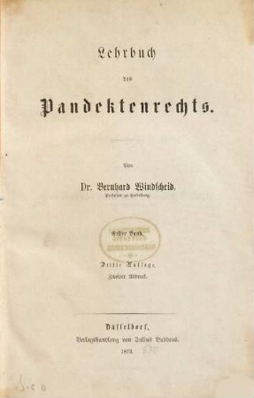 Lehrbuch des Pandektenrechts, 1