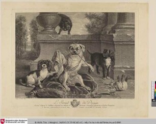 Le Serrail du Doguin; [Hund auf einem Kissen sitzend mit orientalischer Pfeife]