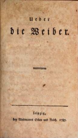 Ueber die Weiber