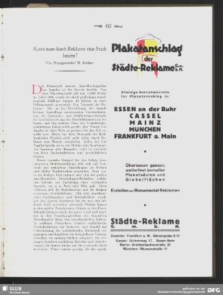 Kann man durch Reklame eine Stadt bauen?