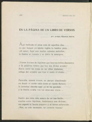 En la página de un libro de versos / por Arturo Marasso Rocca