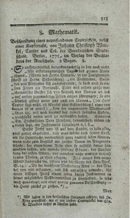 Beschreibung eines neuerfundenen Copirzirkels.