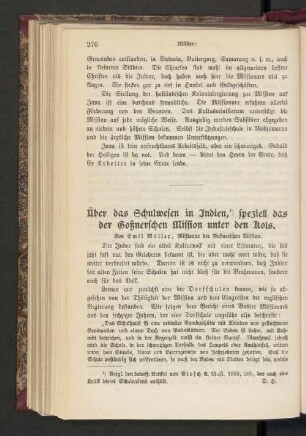 Über das Schulwesen in Indien, speziell das der Goßnerschen Mission unter den Kols