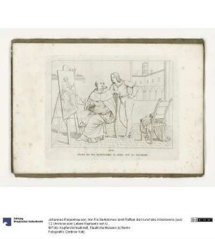 Von Fra Bartolomeo lernt Raffael die Kunst des Kolorierens (aus: 12 Umrisse zum Leben Raphaels von Urbino. Tafel VI)