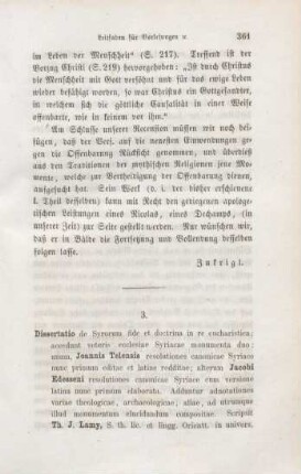 361-368 [Rezension] Dissertatio de Syrorum fide et doctrina in re eucharistica