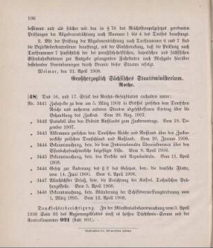 Nr. 48: Inhaltsverzeichnis aus dem Reichs-Gesetzblatt