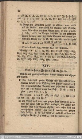 XIV. Gebrochene Zahlen subtrahiren