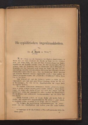Die syphilitischen Augenkrankheiten