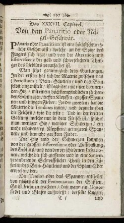 Das XXXVII. Capittel. Von dem Panaritio oder Nägel-Geschwär.