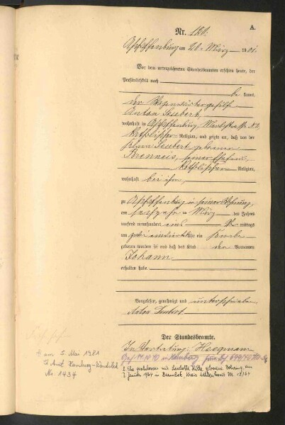 Standesamtsbuch der Stadt Aschaffenburg: Geburten 365/1900 - 184/1901
