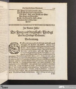 Die Zwey und dreyssigste Predigt über den Prediger Salomon.